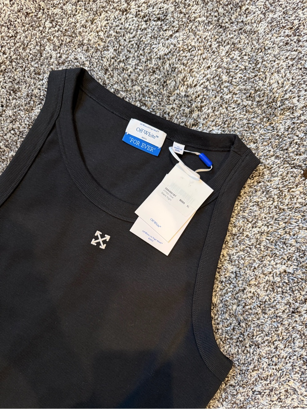 Off-White Black Crop Tank with White Arrow Logo
